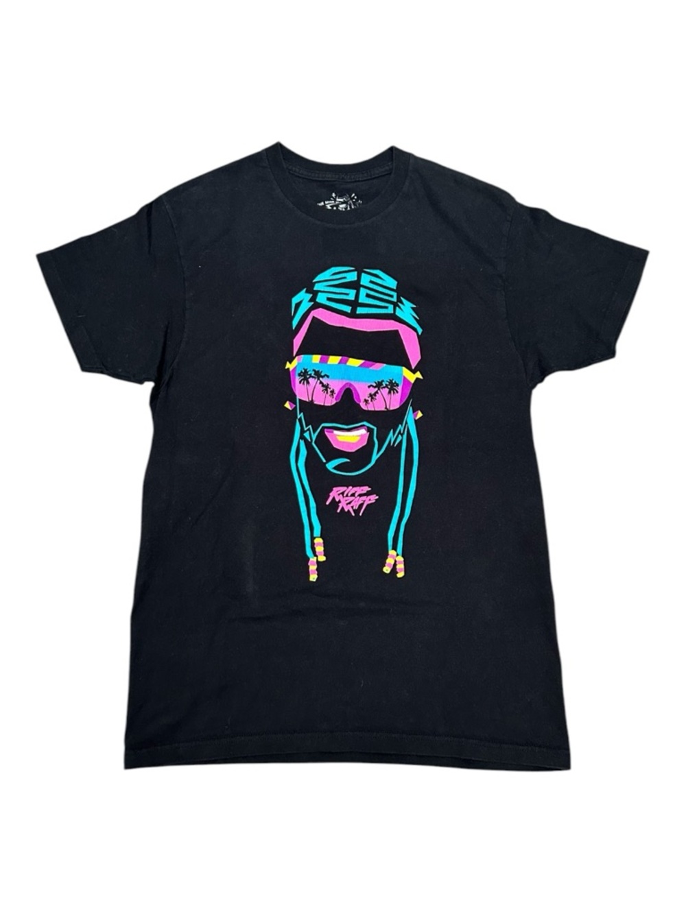🔥🔥 Riff Raff Neon Icon Black Graphic Y2K‎ T-Shirt Men Size Large - EUC